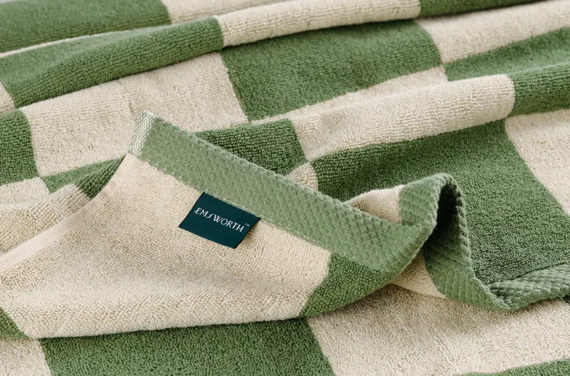 Sage Check jacquard towel