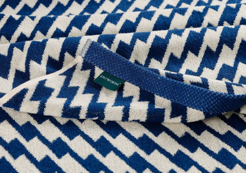 Navy Harlequin jacquard towel