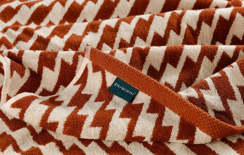 Terracotta Harlequin jacquard towel