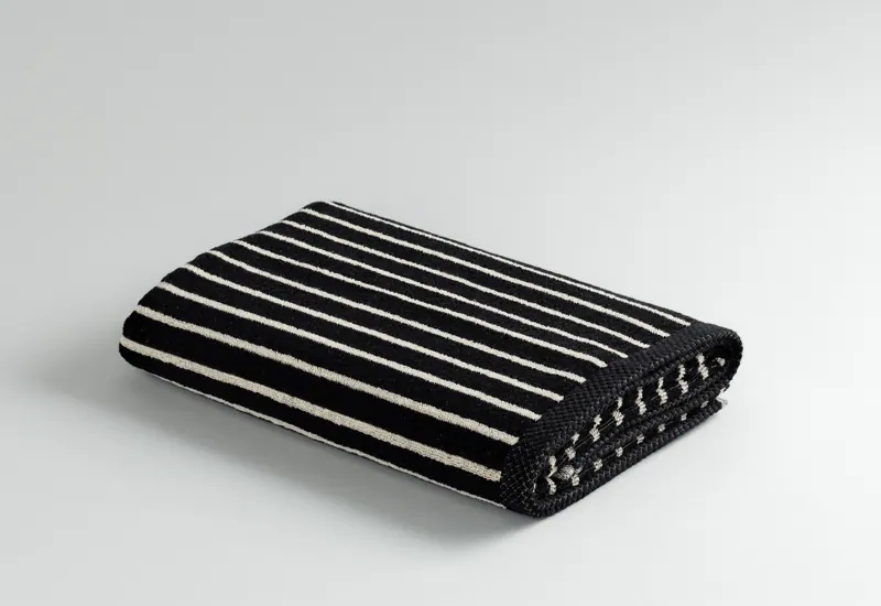 Stripe Onyx towel, folded