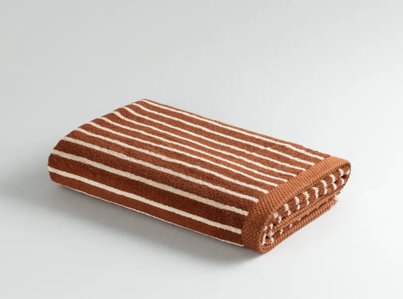 Stripe Terracotta towel, folded
