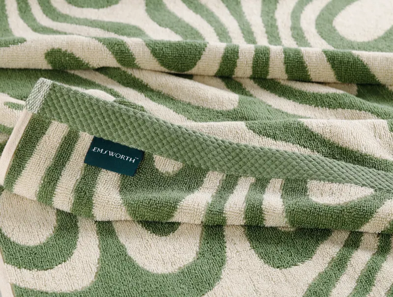 Sage Swirl jacquard towel