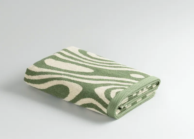 Swirl Sage towel, folded