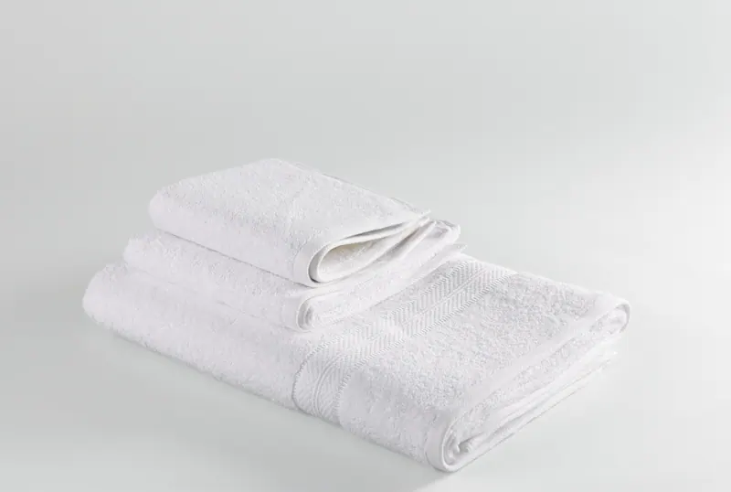Folded white towel set