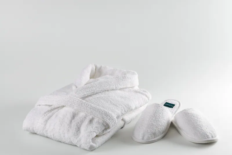 Folded robe and slippers