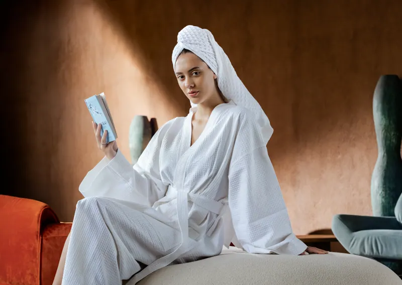 Guest in an Emsworth bathrobe